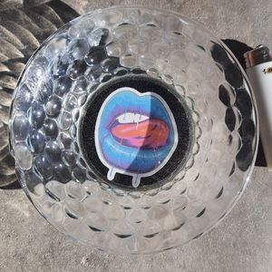 Glass Catchall with Blue Lips